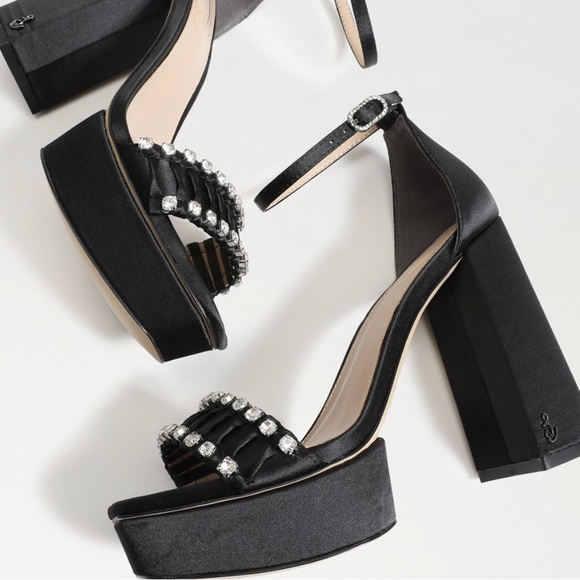 Sam Edelman Ninette Platform Heel Black Satin - Picture 6 of 7